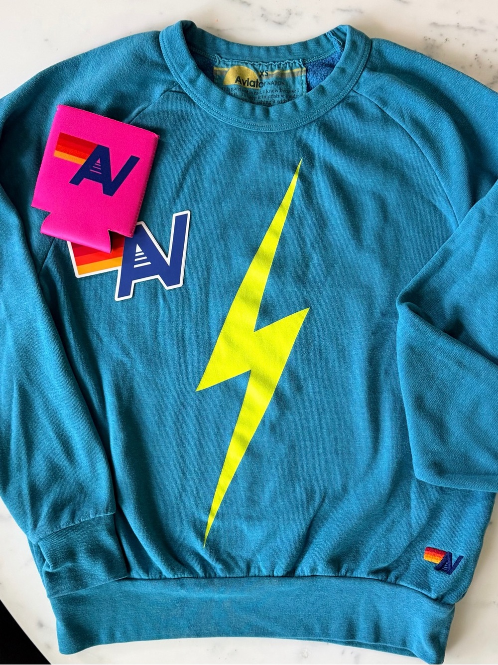Aviator Nation Bolt Crew Neck Sweatshirt - Teal XS